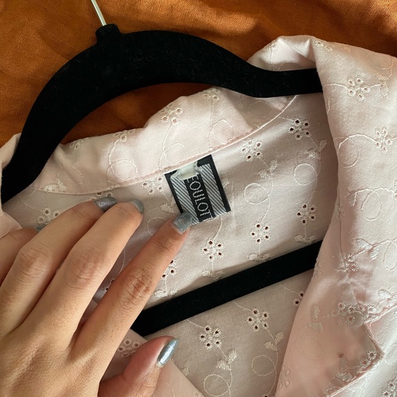 Vintage Baby Pink Eyelet Button Down - Picture 2 of 5